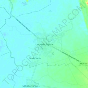Lerdo de Tejada topographic map, elevation, terrain