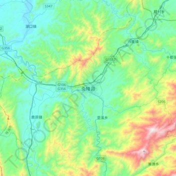 Yanling topographic map, elevation, terrain