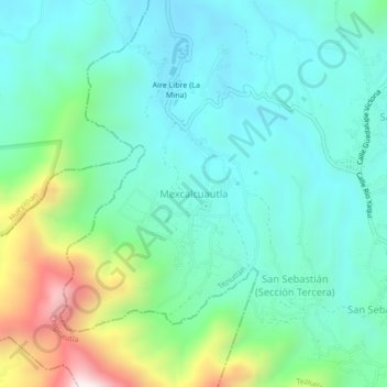 Mexcalcuautla topographic map, elevation, terrain