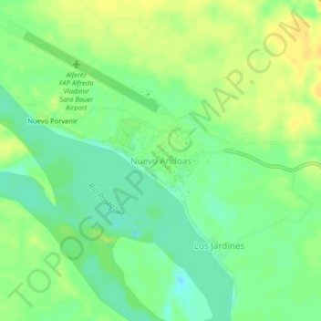 Nuevo Andoas topographic map, elevation, terrain
