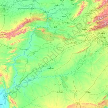 Attock District topographic map, elevation, terrain