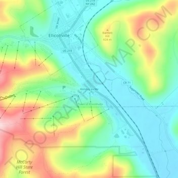 Holiday Valley topographic map, elevation, terrain