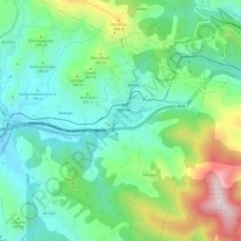 Zaldibar topographic map, elevation, terrain