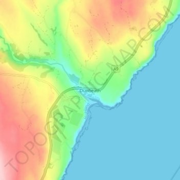 Dunbeath topographic map, elevation, terrain