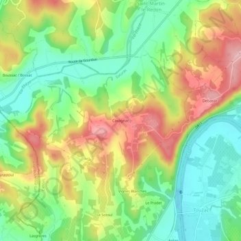 Cavagnac topographic map, elevation, terrain