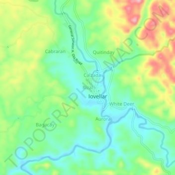 Rizal topographic map, elevation, terrain