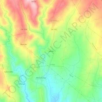 Lamas topographic map, elevation, terrain
