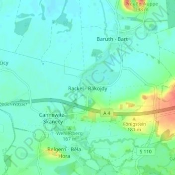 Rackel topographic map, elevation, terrain