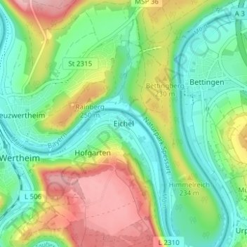 Eichel topographic map, elevation, terrain