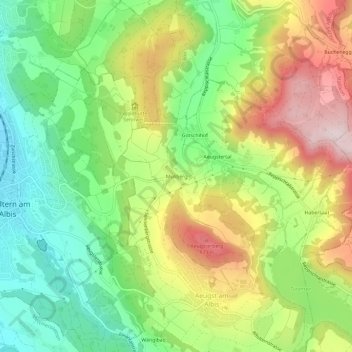 Müliberg topographic map, elevation, terrain