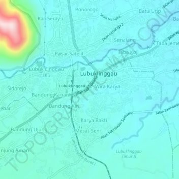 Dempo topographic map, elevation, terrain