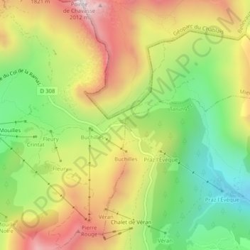 Col de la Ramaz topographic map, elevation, terrain