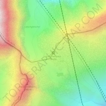 Lötschenpass topographic map, elevation, terrain