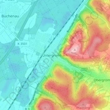 Untergrombach topographic map, elevation, terrain