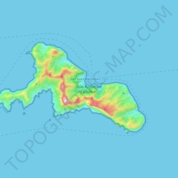 Isla Robinson Crusoe topographic map, elevation, terrain