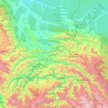 Echarate topographic map, elevation, terrain