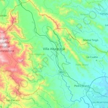 Villa Altagracia topographic map, elevation, terrain