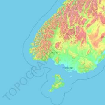 Southland topographic map, elevation, terrain