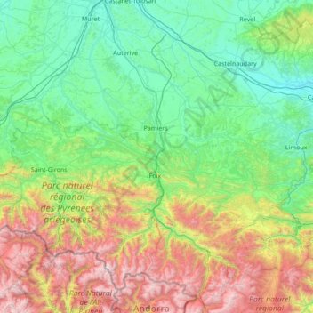 L'Ariège topographic map, elevation, terrain