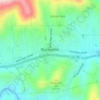 Burnsville topographic map, elevation, terrain