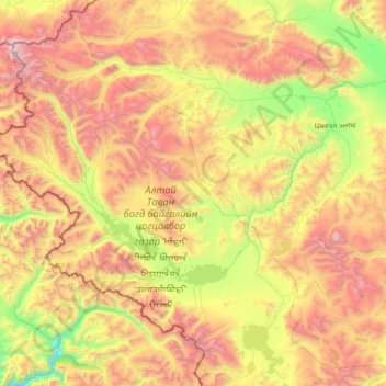 Tsengel topographic map, elevation, terrain