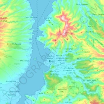 Bima topographic map, elevation, terrain