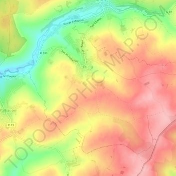 Ettingen topographic map, elevation, terrain