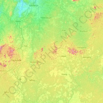 Méfou-et-Afamba topographic map, elevation, terrain