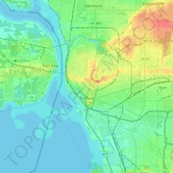 Buffalo topographic map, elevation, terrain