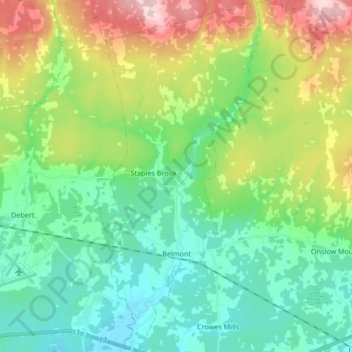 Belmont topographic map, elevation, terrain