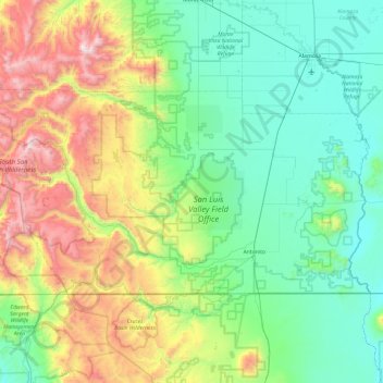 Conejos County topographic map, elevation, terrain