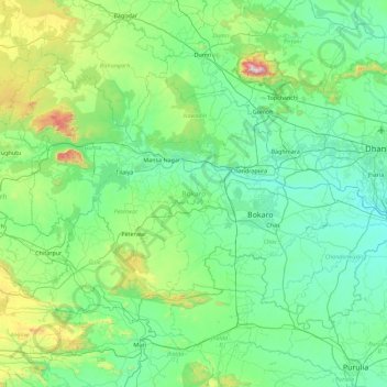 Bokaro topographic map, elevation, terrain