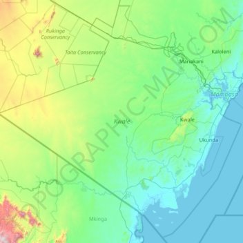 Kwale topographic map, elevation, terrain