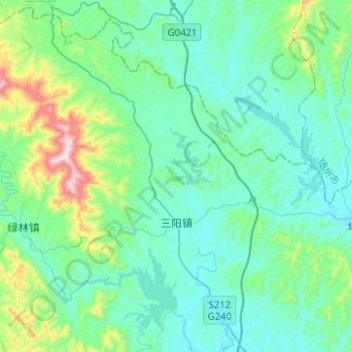 三阳镇 topographic map, elevation, terrain