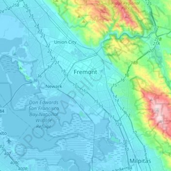 Fremont topographic map, elevation, terrain