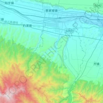 蔡家坡镇 topographic map, elevation, terrain
