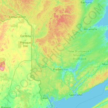 Saint John River topographic map, elevation, terrain