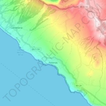 Feteiras topographic map, elevation, terrain