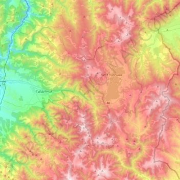 Surdulica Municipality topographic map, elevation, terrain