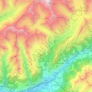Naters topographic map, elevation, terrain