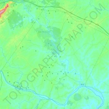 Fluvanna County topographic map, elevation, terrain
