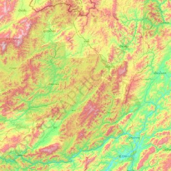 Oudomxay topographic map, elevation, terrain