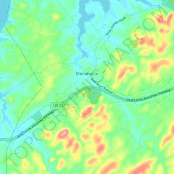 Friendsville topographic map, elevation, terrain