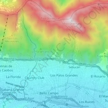Parroquia Chacao topographic map, elevation, terrain