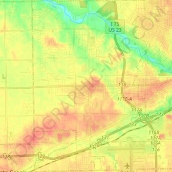 Flint Charter Township topographic map, elevation, terrain