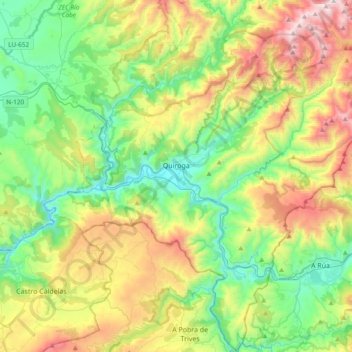 Quiroga topographic map, elevation, terrain