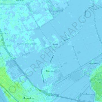 Maasland topographic map, elevation, terrain