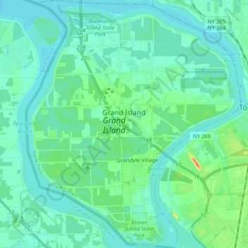 Town of Grand Island topographic map, elevation, terrain