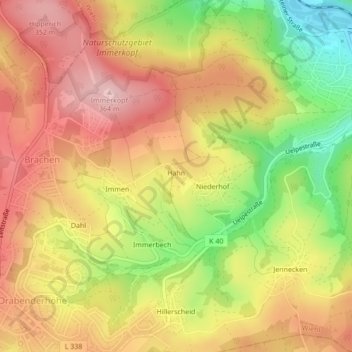 Hahn topographic map, elevation, terrain
