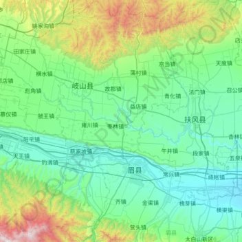 岐山县 topographic map, elevation, terrain